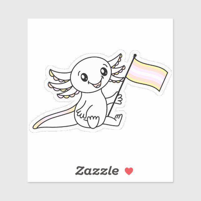 Sticker Axolotl mignon avec drapeau de la fierté de Pangen (Feuille)