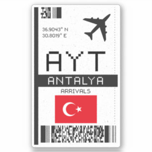 Sticker AYT Antalya Boarding Pass - Turquie Travel