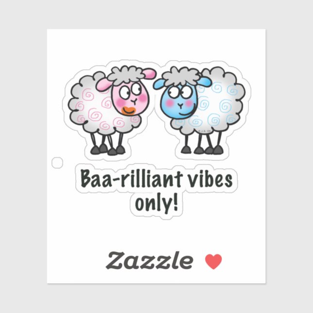 Sticker Baa-rilliant - Paire de moutons de dessin animé mi (Feuille)