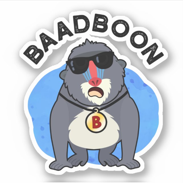 Sticker Baadboon Funny Bad Baboon Pun (Devant)