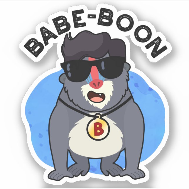 Sticker Babe-boon Funny Animal Singe Baboon Pun (Devant)