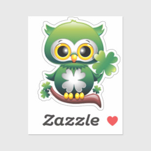Sticker Baby Owl St Patrick Paddy Cartoon