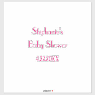 Sticker Baby shower 2024 Filles Rose Personnalisé Nom Élég