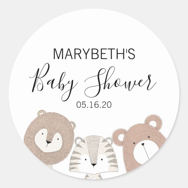 Sticker Baby shower Animaux mignons (Devant)