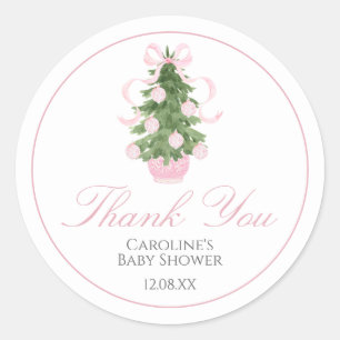 Sticker Baby shower Arbre de Noël rose