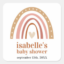 Sticker Baby shower arc-en-ciel Boho Favoriser