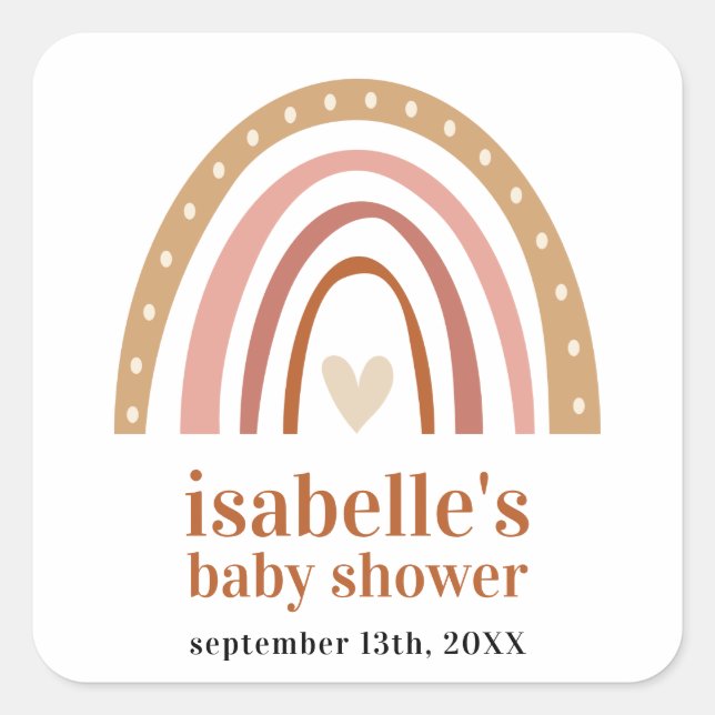 Sticker Baby shower arc-en-ciel Boho Favoriser (Devant)
