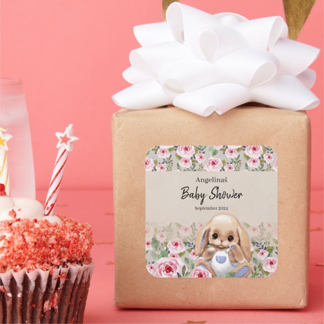 sticker baby shower avec design mignon. (Fête)