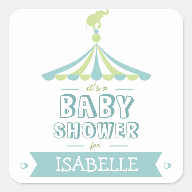 Sticker Baby shower bleu bleu carnaval (Devant)