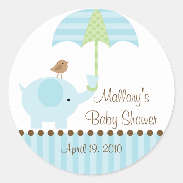 Sticker Baby shower Blue Elephant (Devant)