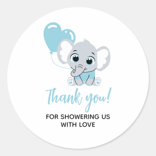 Sticker Baby shower Blue Elephant (Devant)