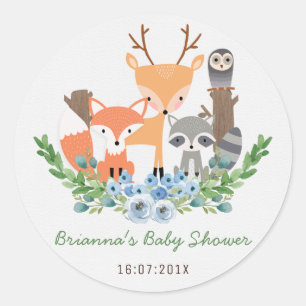 Sticker Baby shower Boys Woodland Animaux