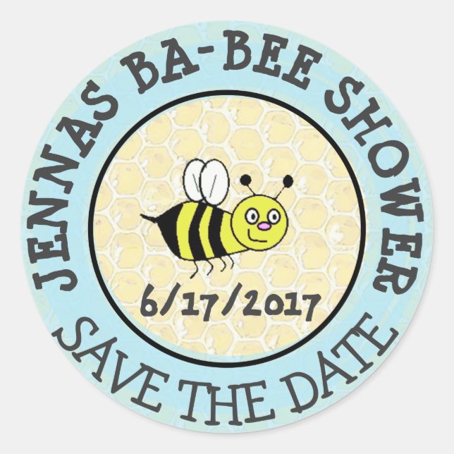 Sticker baby shower Bumble Bee Enregistrer la date (Devant)
