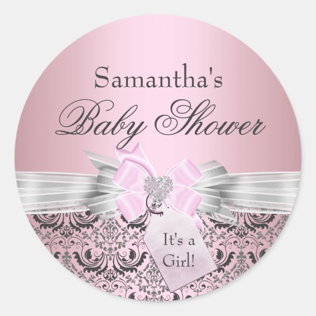 Sticker Baby shower Damask & Tiara Princess (Devant)