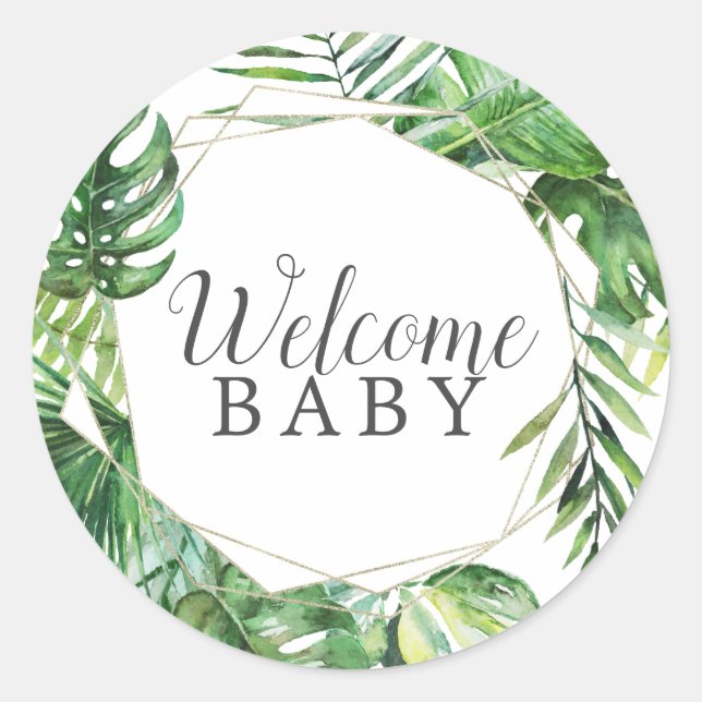 Sticker Baby shower de bienvenue Wild Tropical Pal (Devant)