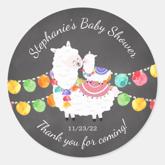 Sticker Baby shower de la mignonne Llama Mama Favo (Devant)
