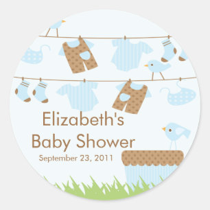 Sticker Baby shower de ligne de vêtements jumeaux