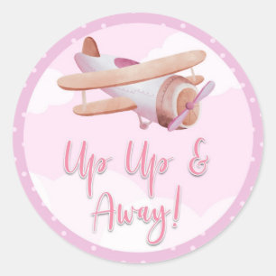 Sticker Baby shower de nuages rose de l'avion vers