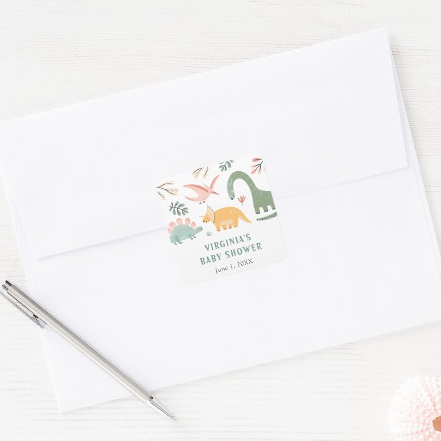 Sticker Baby shower Dinosaur (Dinosaur Themed Baby Shower Sticker by Painted Paperie
)