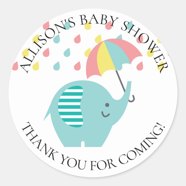 Sticker Baby shower éléphant amusant (Devant)