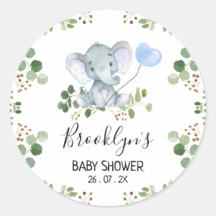 Sticker Baby shower Eléphant Bleu