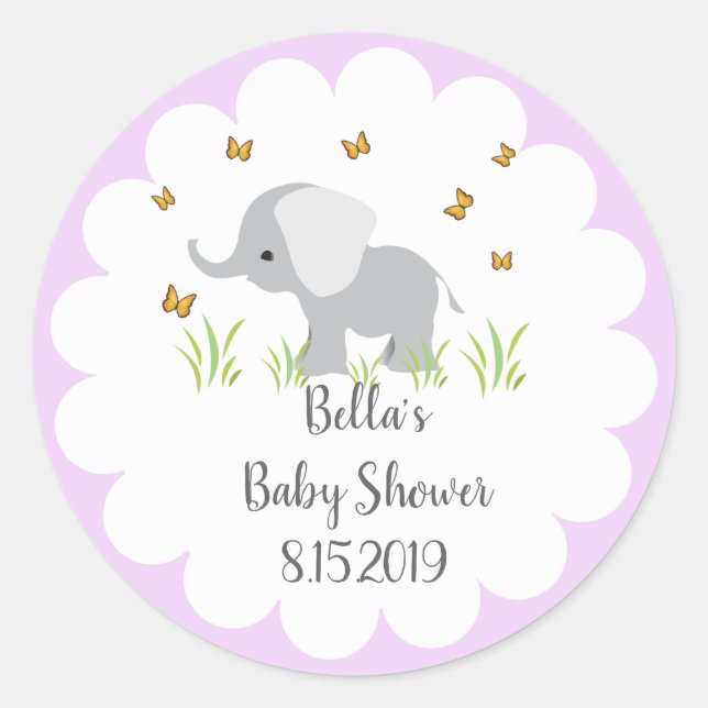 Sticker Baby shower éléphant gris (Devant)