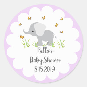 Sticker Baby shower éléphant gris