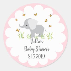 Sticker Baby shower éléphant gris