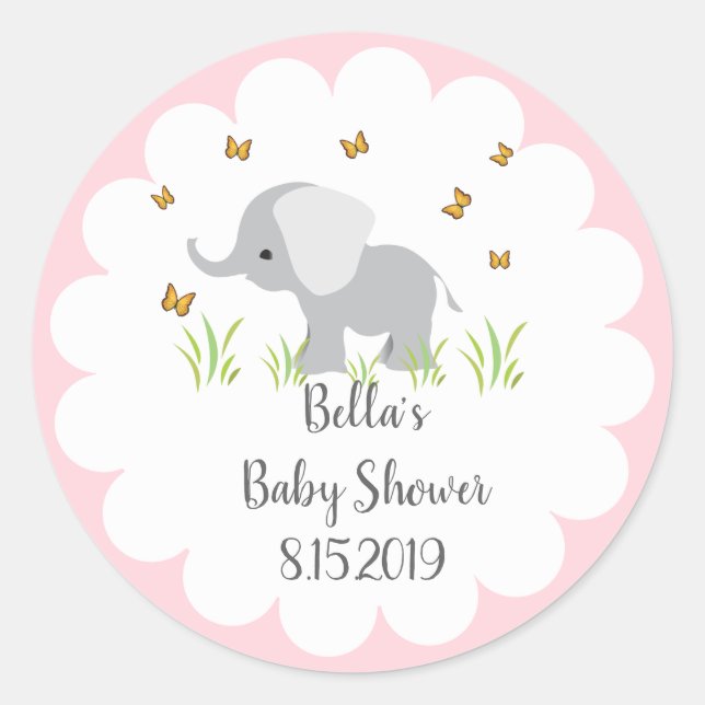 Sticker Baby shower éléphant gris (Devant)