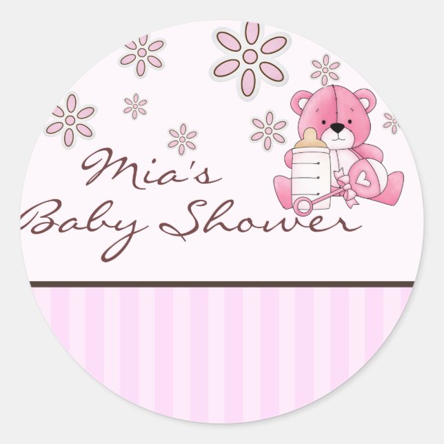 Sticker Baby shower en Teddy rose (Devant)
