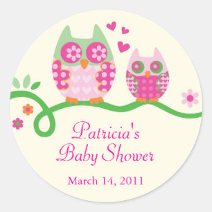 Sticker Baby shower Faveur de Maman et Baby Owl
