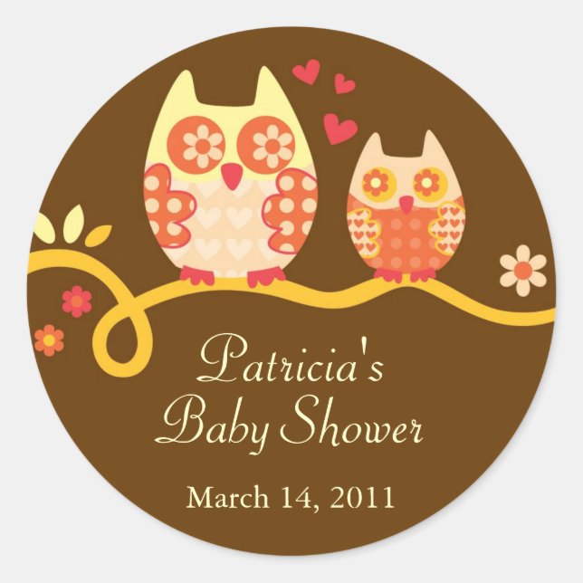 Sticker Baby shower Faveur de Maman et Baby Owl (Devant)