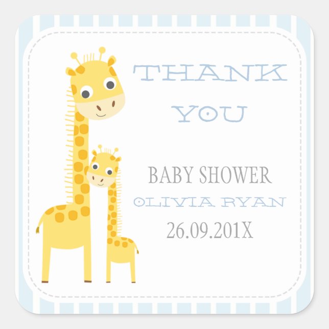 Sticker Baby shower Faveur Giraffes (Devant)
