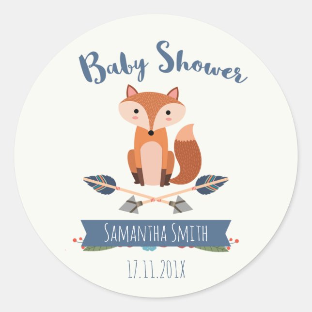 Sticker Baby shower Favoris Fox Flèches (Devant)