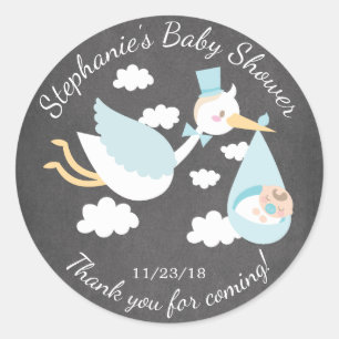 Sticker Baby shower Favoriser Stork Boys