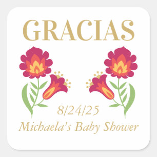 Sticker Baby shower Fiesta mexicain, Floral rouge