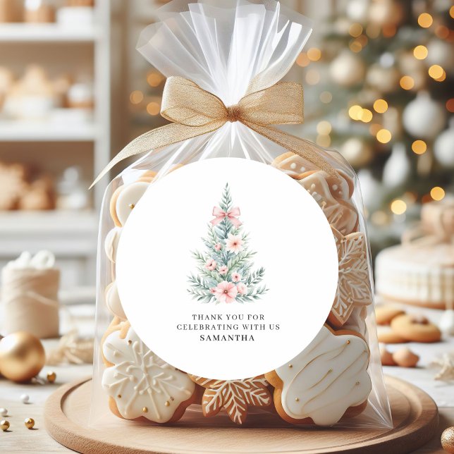 Sticker Baby shower fille de Noël rose d'hiver (Créateur téléchargé)