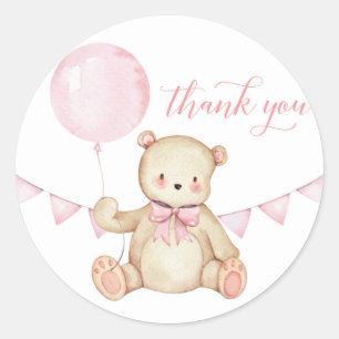 Sticker Baby shower Fille Ours Teddy Favoriser