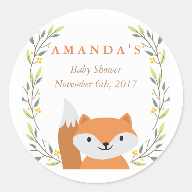 Sticker Baby shower Fix de Woodland (Devant)