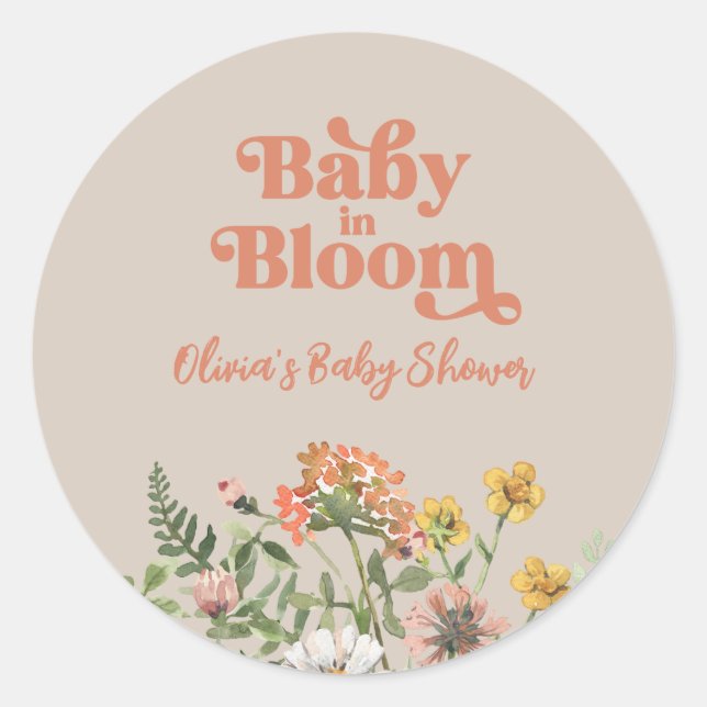 Sticker Baby shower fleur sauvage (Devant)