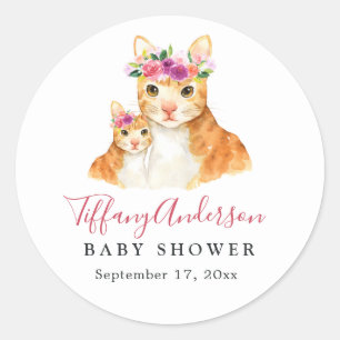 Sticker Baby shower Floral Chat Sweet Maman Et Béb