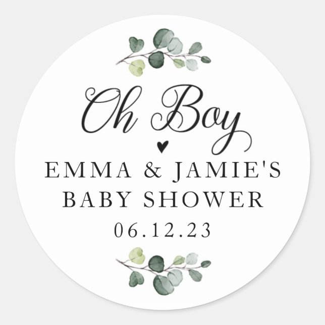 Sticker Baby shower Garçon Oh verdure (Devant)