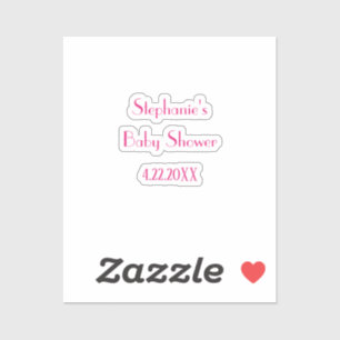 Sticker Baby shower Girls Pink Personnalisé Nom Élégant 20