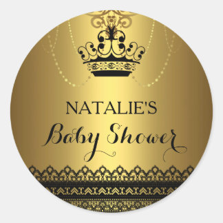 Sticker Baby shower Gold & Black Crown