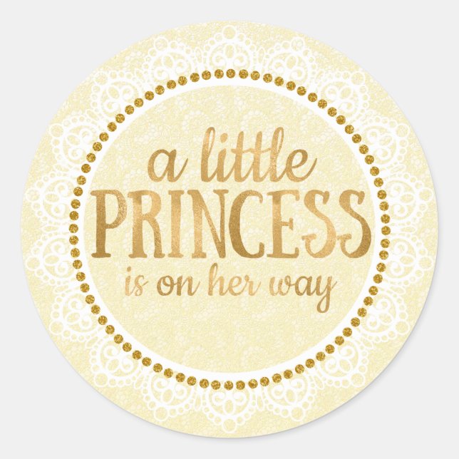 Sticker Baby shower Gold Little Princess (Devant)
