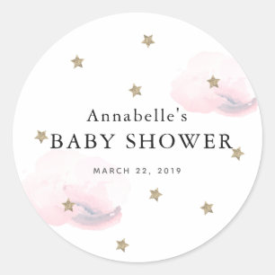 Sticker Baby shower Gold Stars & Clouds Rose