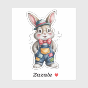 Sticker Baby Shower Hipster Lapin Garçon