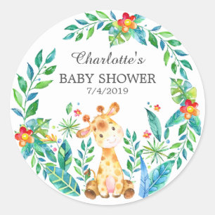 Sticker Baby shower Jungle Giraffe Merci Favoriser