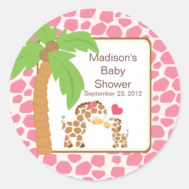 Sticker Baby shower Jungle moderne Giraffe Safari (Devant)