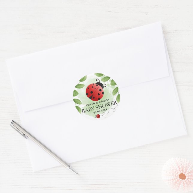 Sticker Baby shower Ladybug mignon (Enveloppe)